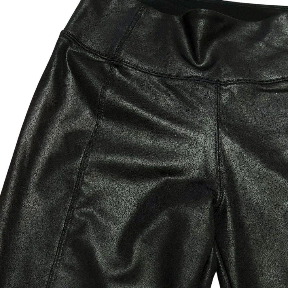 Athleta Delancey Gleam Tight Womens Size XS Black Faux Leather Look - Picture 2 of 4